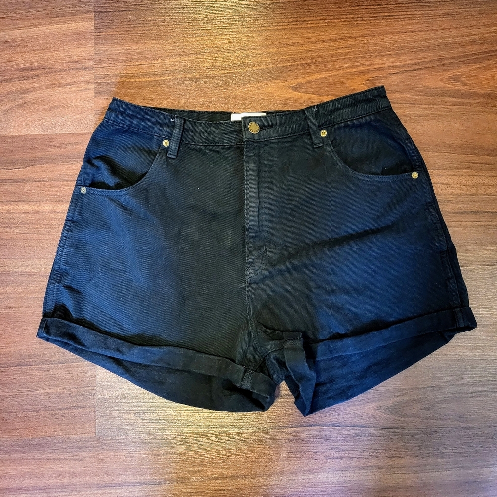 Rolla's Dusters High Rise Slim Rolled Hem Denim Shorts Black Sz 31